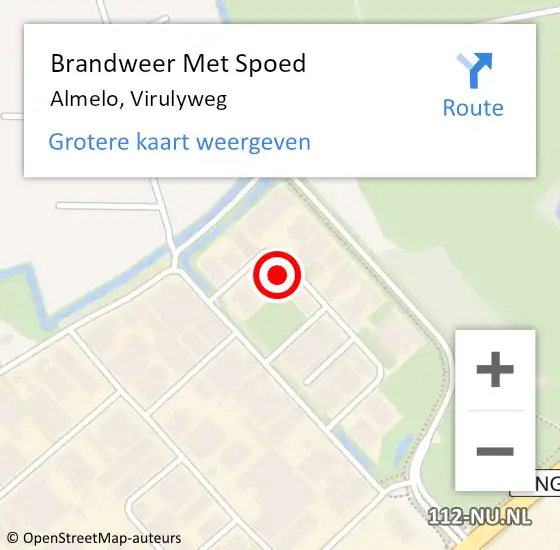 Locatie op kaart van de 112 melding: Brandweer Met Spoed Naar Almelo, Virulyweg op 30 januari 2016 17:16