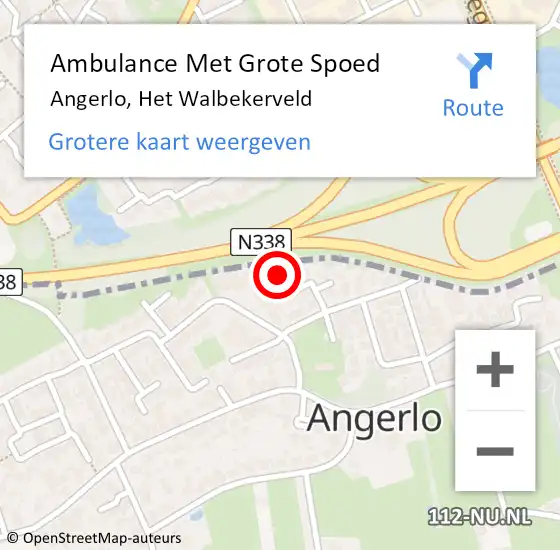 Locatie op kaart van de 112 melding: Ambulance Met Grote Spoed Naar Angerlo, Het Walbekerveld op 30 januari 2016 17:30