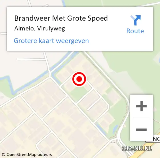 Locatie op kaart van de 112 melding: Brandweer Met Grote Spoed Naar Almelo, Virulyweg op 30 januari 2016 17:34