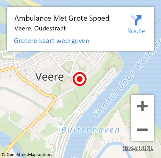Locatie op kaart van de 112 melding: Ambulance Met Grote Spoed Naar Veere, Oudestraat op 30 januari 2016 18:15