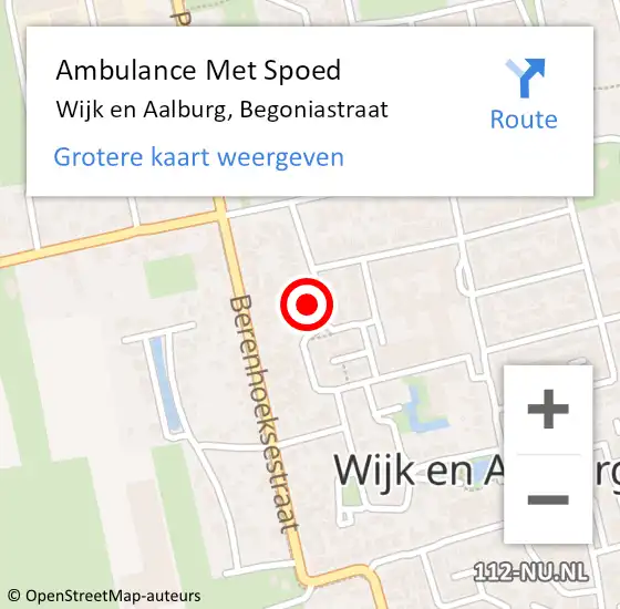 Locatie op kaart van de 112 melding: Ambulance Met Spoed Naar Wijk en Aalburg, Begoniastraat op 30 januari 2016 18:36