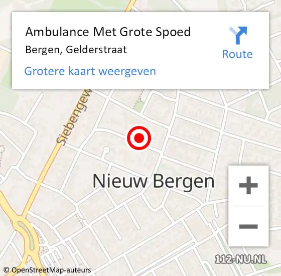 Locatie op kaart van de 112 melding: Ambulance Met Grote Spoed Naar Bergen, Gelderstraat op 30 januari 2016 19:04