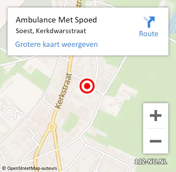 Locatie op kaart van de 112 melding: Ambulance Met Spoed Naar Soest, Kerkdwarsstraat op 30 januari 2016 19:21