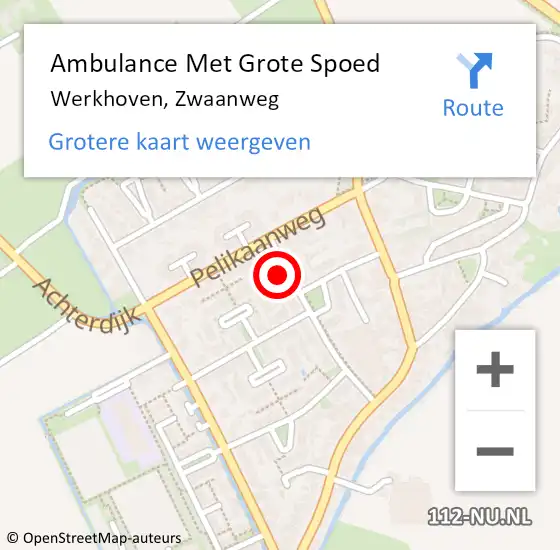 Locatie op kaart van de 112 melding: Ambulance Met Grote Spoed Naar Werkhoven, Zwaanweg op 30 januari 2016 19:49