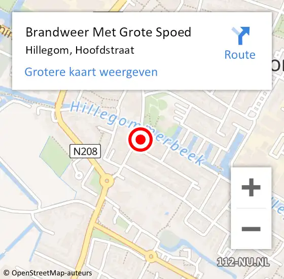 Locatie op kaart van de 112 melding: Brandweer Met Grote Spoed Naar Hillegom, Hoofdstraat op 30 januari 2016 20:43