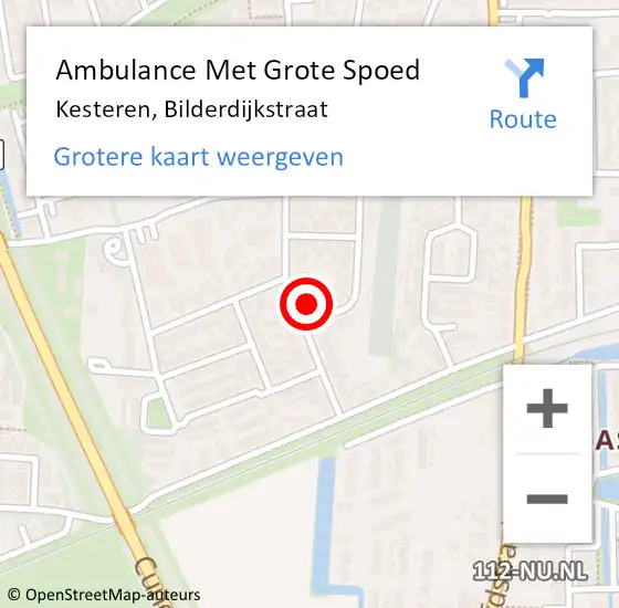 Locatie op kaart van de 112 melding: Ambulance Met Grote Spoed Naar Kesteren, Bilderdijkstraat op 30 januari 2016 21:30