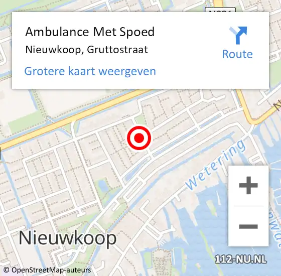 Locatie op kaart van de 112 melding: Ambulance Met Spoed Naar Nieuwkoop, Gruttostraat op 30 januari 2016 21:37