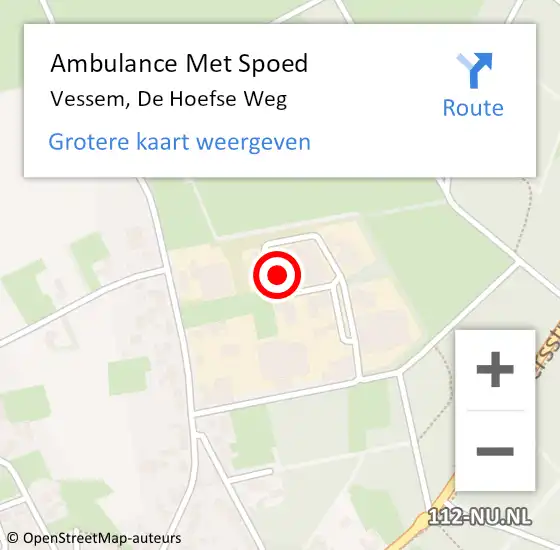 Locatie op kaart van de 112 melding: Ambulance Met Spoed Naar Vessem, De Hoefse Weg op 31 januari 2016 01:20