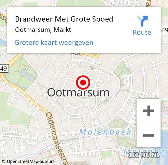 Locatie op kaart van de 112 melding: Brandweer Met Grote Spoed Naar Ootmarsum, Markt op 31 januari 2016 02:38