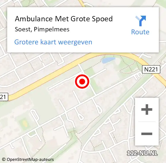 Locatie op kaart van de 112 melding: Ambulance Met Grote Spoed Naar Soest, Pimpelmees op 31 januari 2016 02:43