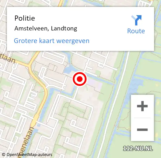 Locatie op kaart van de 112 melding: Politie Amstelveen, Landtong op 31 januari 2016 02:52