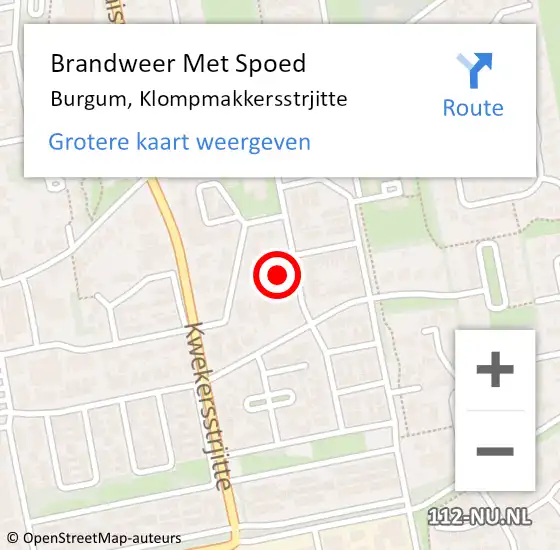 Locatie op kaart van de 112 melding: Brandweer Met Spoed Naar Burgum, Klompmakkersstrjitte op 4 december 2013 21:59