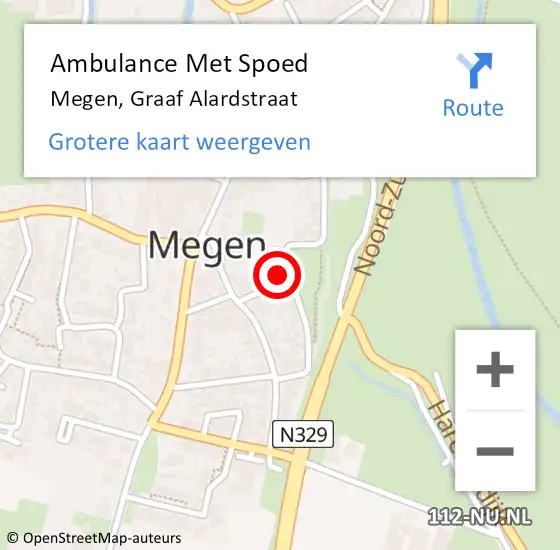 Locatie op kaart van de 112 melding: Ambulance Met Spoed Naar Megen, Graaf Alardstraat op 31 januari 2016 05:27