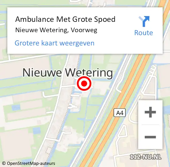 Locatie op kaart van de 112 melding: Ambulance Met Grote Spoed Naar Nieuwe Wetering, Voorweg op 31 januari 2016 07:47