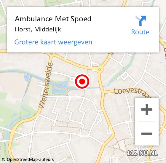 Locatie op kaart van de 112 melding: Ambulance Met Spoed Naar Horst, Middelijk op 31 januari 2016 08:46