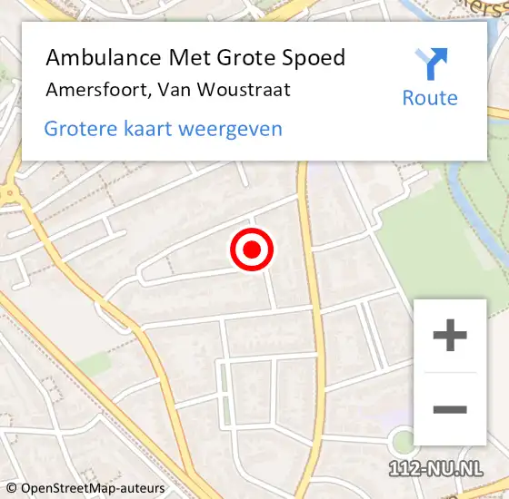 Locatie op kaart van de 112 melding: Ambulance Met Grote Spoed Naar Amersfoort, Van Woustraat op 31 januari 2016 09:17