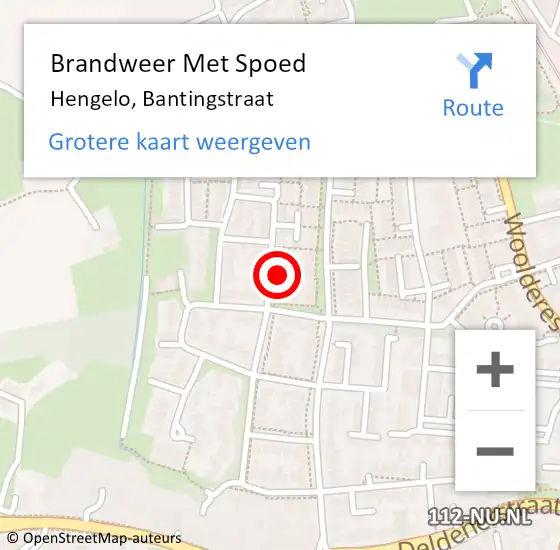 Locatie op kaart van de 112 melding: Brandweer Met Spoed Naar Hengelo, Bantingstraat op 31 januari 2016 10:17