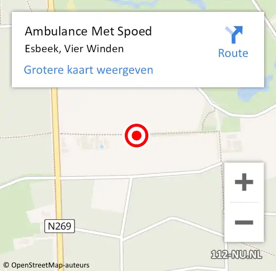 Locatie op kaart van de 112 melding: Ambulance Met Spoed Naar Esbeek, Vier Winden op 31 januari 2016 10:29