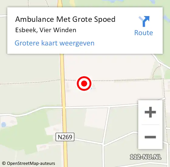 Locatie op kaart van de 112 melding: Ambulance Met Grote Spoed Naar Esbeek, Vier Winden op 31 januari 2016 10:30
