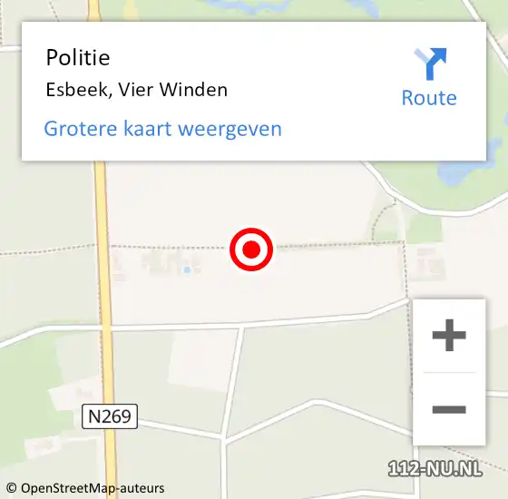 Locatie op kaart van de 112 melding: Politie Esbeek, Vier Winden op 31 januari 2016 11:02