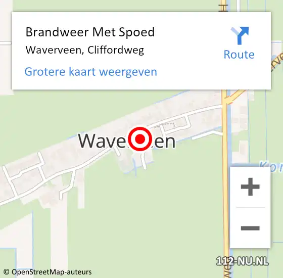 Locatie op kaart van de 112 melding: Brandweer Met Spoed Naar Waverveen, Cliffordweg op 4 december 2013 23:05