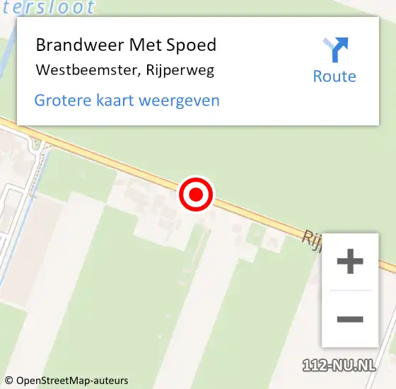 Locatie op kaart van de 112 melding: Brandweer Met Spoed Naar Westbeemster, Rijperweg op 31 januari 2016 14:30