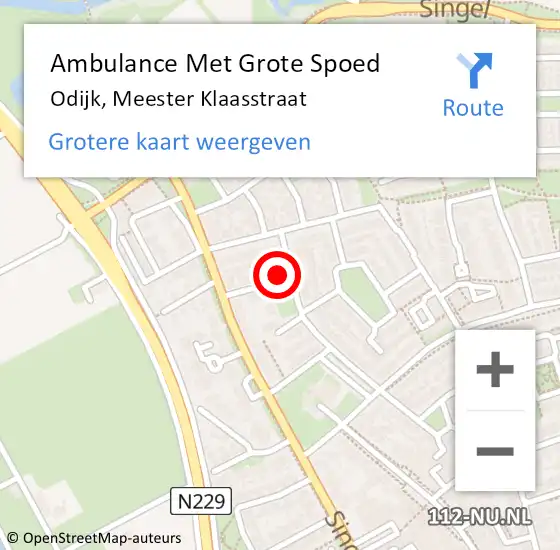 Locatie op kaart van de 112 melding: Ambulance Met Grote Spoed Naar Odijk, Meester Klaasstraat op 31 januari 2016 16:20