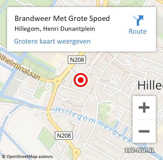 Locatie op kaart van de 112 melding: Brandweer Met Grote Spoed Naar Hillegom, Henri Dunantplein op 31 januari 2016 16:32