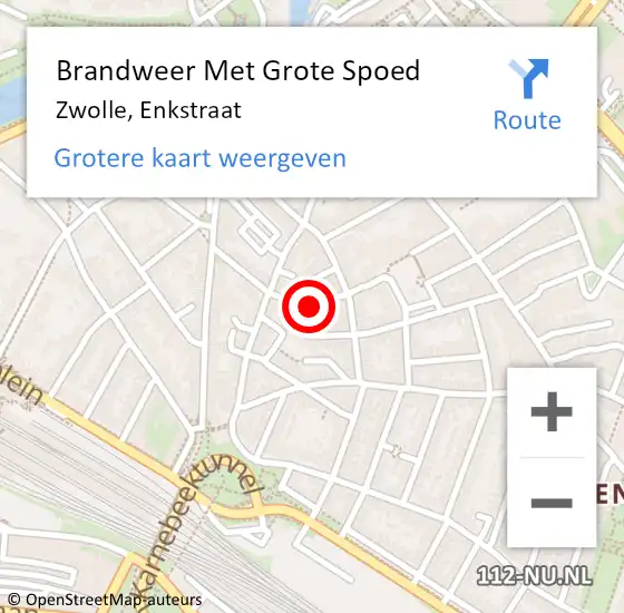 Locatie op kaart van de 112 melding: Brandweer Met Grote Spoed Naar Zwolle, Enkstraat op 31 januari 2016 17:14