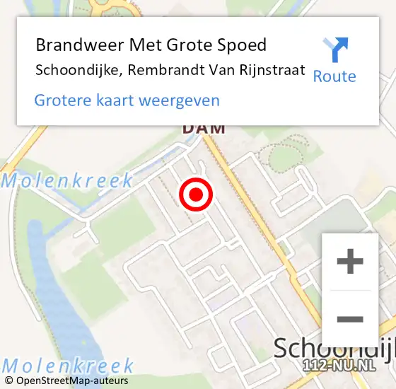 Locatie op kaart van de 112 melding: Brandweer Met Grote Spoed Naar Schoondijke, Rembrandt Van Rijnstraat op 31 januari 2016 17:34