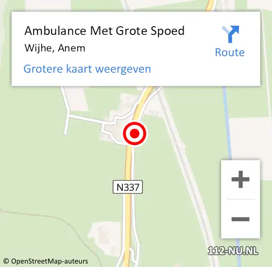 Locatie op kaart van de 112 melding: Ambulance Met Grote Spoed Naar Wijhe, Anem op 31 januari 2016 18:27