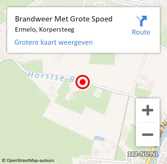 Locatie op kaart van de 112 melding: Brandweer Met Grote Spoed Naar Ermelo, Korpersteeg op 5 december 2013 00:13