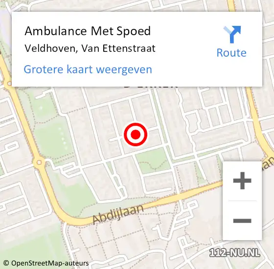 Locatie op kaart van de 112 melding: Ambulance Met Spoed Naar Veldhoven, Van Ettenstraat op 31 januari 2016 20:36