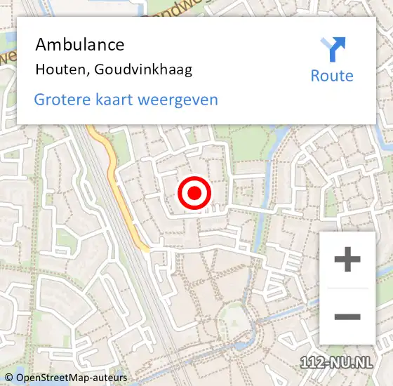 Locatie op kaart van de 112 melding: Ambulance Houten, Goudvinkhaag op 31 januari 2016 20:43