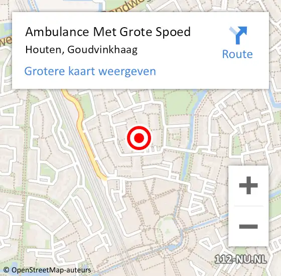 Locatie op kaart van de 112 melding: Ambulance Met Grote Spoed Naar Houten, Goudvinkhaag op 31 januari 2016 20:44