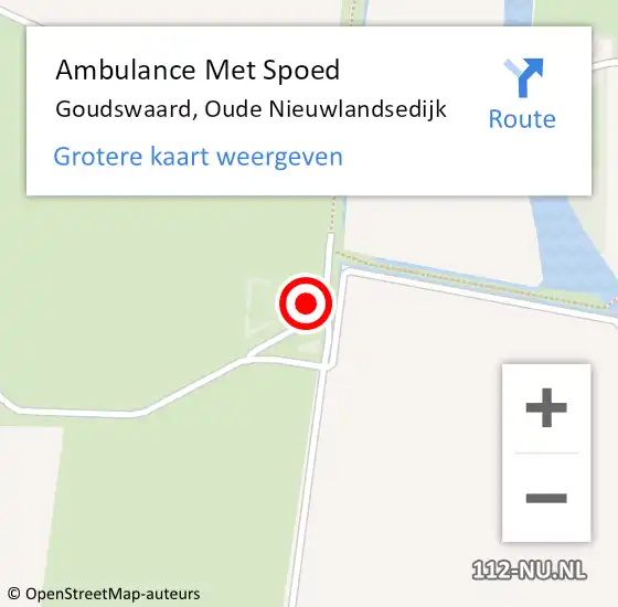 Locatie op kaart van de 112 melding: Ambulance Met Spoed Naar Goudswaard, Oude Nieuwlandsedijk op 31 januari 2016 20:46