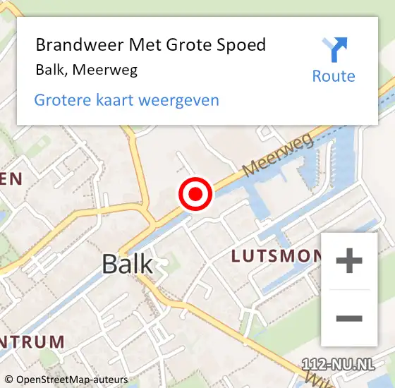 Locatie op kaart van de 112 melding: Brandweer Met Grote Spoed Naar Balk, Meerweg op 31 januari 2016 21:25