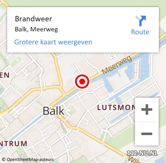 Locatie op kaart van de 112 melding: Brandweer Balk, Meerweg op 31 januari 2016 21:27