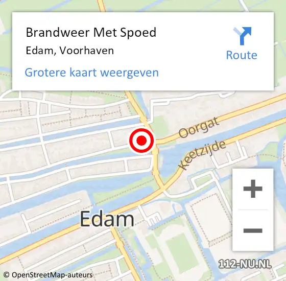 Locatie op kaart van de 112 melding: Brandweer Met Spoed Naar Edam, Voorhaven op 31 januari 2016 22:24