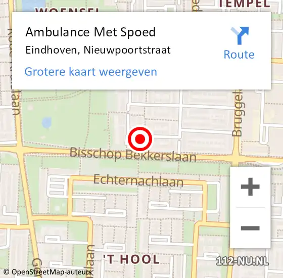 Locatie op kaart van de 112 melding: Ambulance Met Spoed Naar Eindhoven, Nieuwpoortstraat op 31 januari 2016 22:40