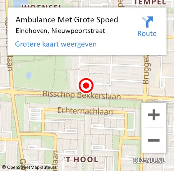 Locatie op kaart van de 112 melding: Ambulance Met Grote Spoed Naar Eindhoven, Nieuwpoortstraat op 31 januari 2016 22:43