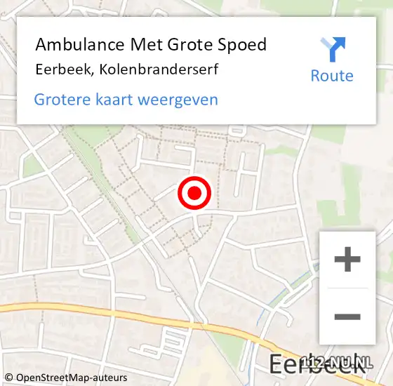 Locatie op kaart van de 112 melding: Ambulance Met Grote Spoed Naar Eerbeek, Kolenbranderserf op 1 februari 2016 01:42