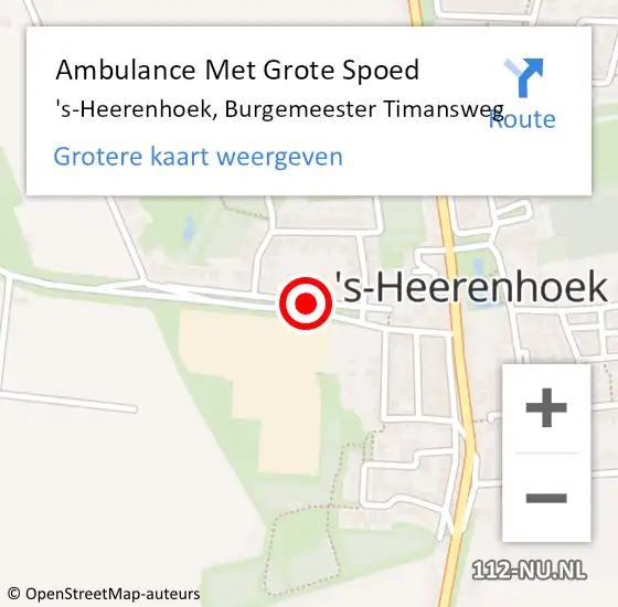 Locatie op kaart van de 112 melding: Ambulance Met Grote Spoed Naar 's-Heerenhoek, Burgemeester Timansweg op 1 februari 2016 02:31