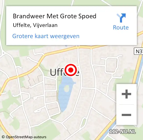 Locatie op kaart van de 112 melding: Brandweer Met Grote Spoed Naar Uffelte, Vijverlaan op 1 februari 2016 06:10