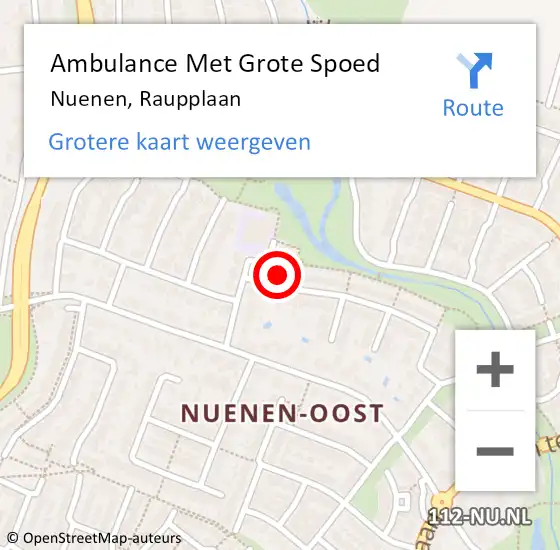 Locatie op kaart van de 112 melding: Ambulance Met Grote Spoed Naar Nuenen, Raupplaan op 1 februari 2016 07:05