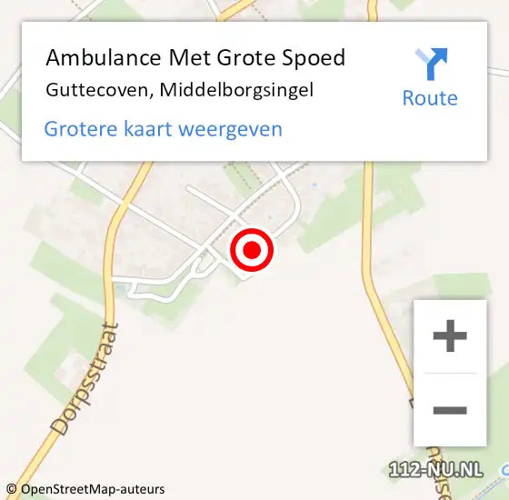 Locatie op kaart van de 112 melding: Ambulance Met Grote Spoed Naar Guttecoven, Middelborgsingel op 5 december 2013 02:12