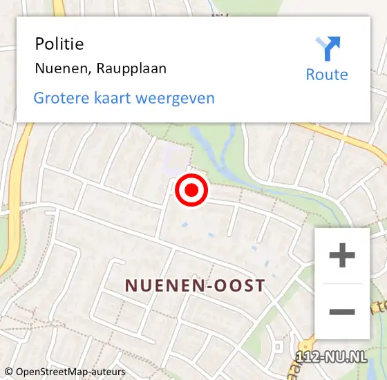 Locatie op kaart van de 112 melding: Politie Nuenen, Raupplaan op 1 februari 2016 07:24