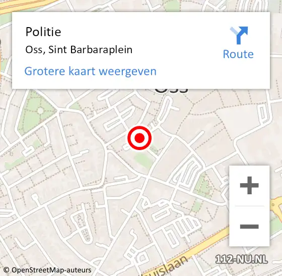 Locatie op kaart van de 112 melding: Politie Oss, Sint Barbaraplein op 1 februari 2016 07:37