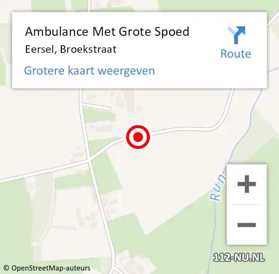 Locatie op kaart van de 112 melding: Ambulance Met Grote Spoed Naar Eersel, Broekstraat op 1 februari 2016 08:35