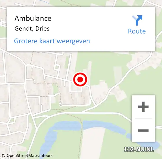 Locatie op kaart van de 112 melding: Ambulance Gendt, Dries op 1 februari 2016 08:47